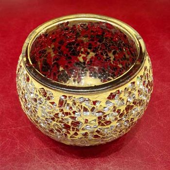 土耳其艺术彩玻璃烛台（小、金色）