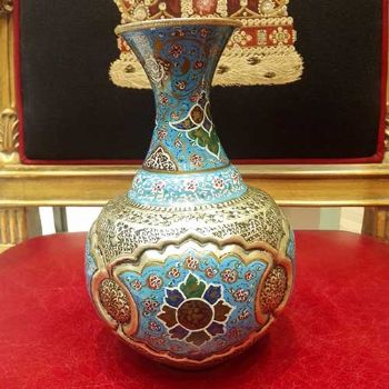 渡银花瓶21CM伊朗纯手工铜雕刻摆件