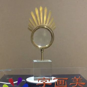 钝铜放大镜抽象艺术水晶摆件
