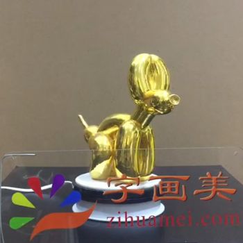 个性树脂摆件金色气球狗适合客厅装饰