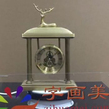 卧鹿时钟纯铜摆件适合办公室装饰