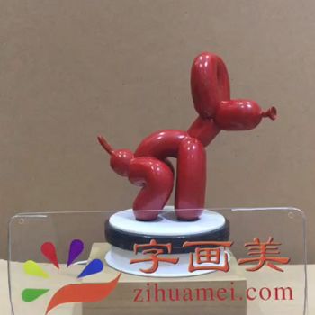 个性树脂摆件红色气球狗适合客厅装饰