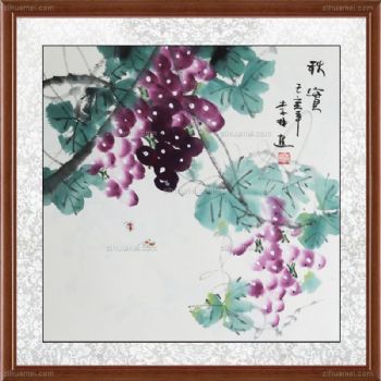 实力画家李林三尺斗方花鸟国画纯百分百手绘适合客厅大堂挂画实木框三联画