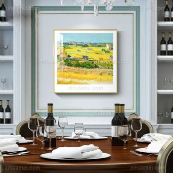 餐厅玄关挂画梵高丰收卧室墙壁画