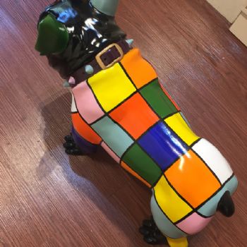 最新款多彩斗牛犬摆件树脂雕塑摆件中式摆件精品手工雕塑办公室客厅装饰品