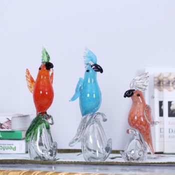 创意美式水晶玻璃鹦鹉摆件欧式家居装饰品客厅卧室玄关工艺品摆设