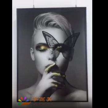 玄关客厅装饰画蝴蝶美女轻奢壁画竖版餐厅晶瓷画现代简约高档挂画