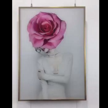 美女花艺术晶瓷画玄关竖版壁画美容院会所酒店高档装饰画轻奢挂画