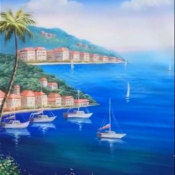 风景油画纯手绘地中海风景油画适合客厅的装饰油画