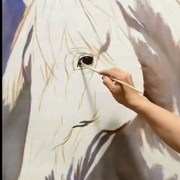 字画美实力油画师手绘骏马图视频欣赏