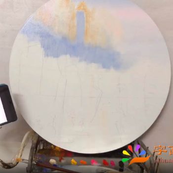 客户订制油画视频记录创作过程