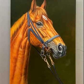 纯手绘马头油画一马当先写实动物油画适合办公室挂画