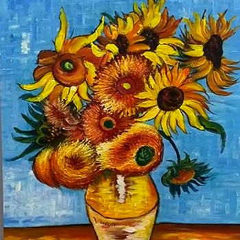 纯手绘临摹世界名著油画向日葵梵高经典静物油画