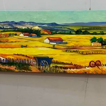 现代装饰油画床头挂画纯手绘梵高名著风景油画麦田