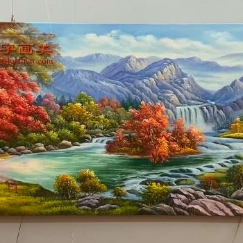 秋天的美景欧美风景油画纯手绘山水画金色风景油画