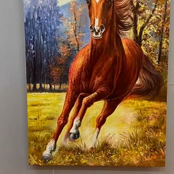 实力画家写意动物油画骏马图厚肌理油画适合办公室挂画