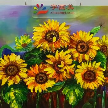 大写意花卉油画心中有光面向太阳积极乐观的向日葵纯手绘油画