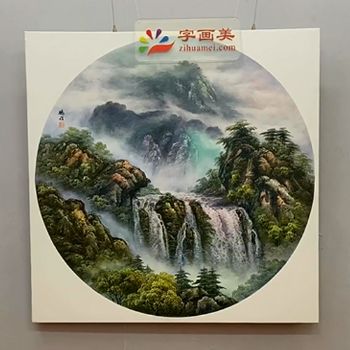 新中式油画纯手绘山水油画写实风景画实木角花框精品风景油画