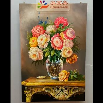 手绘油画欧式花卉美式壁画客厅玄关挂画A