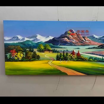 山川田园风光风景油画纯手绘油画美式风景油画