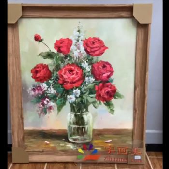 手绘玫瑰花欧式油画