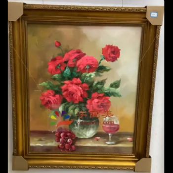 古典玫瑰花手绘油画
