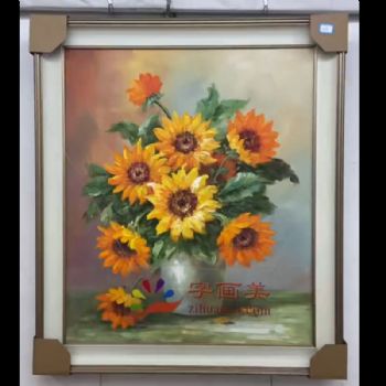 手绘厚机理向日葵油画