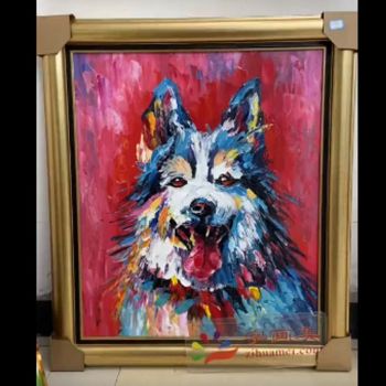 手绘小狗印象动物油画