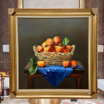精品超写实柿子油画
