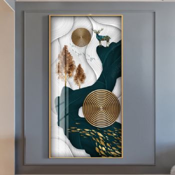 福禄有余高档轻奢晶瓷画装饰画铝合金框现代简约客厅样板房抽象玄关走廊挂画