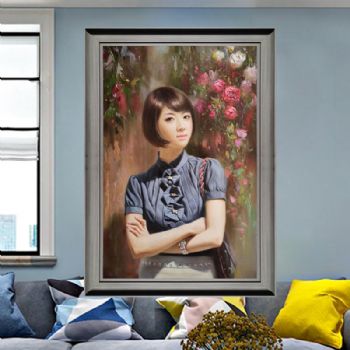 精品人物油画 手绘油画 抽象油画 人体油画 美女图 适合别墅的挂画 实木框