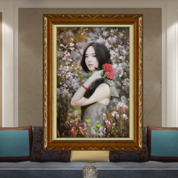 收藏极油画肖像画纯手绘人物精品艺术画美女印象油画中式油画家庭挂画酒店挂画