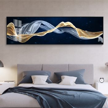 现代青年卧室床头装饰画客厅背景墙壁画房间主卧墙面长条挂画北欧轻奢