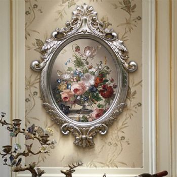 静物油画花鸟画欧式手工花卉油画餐厅手绘挂画玄关装饰画竖版卧室过道壁画