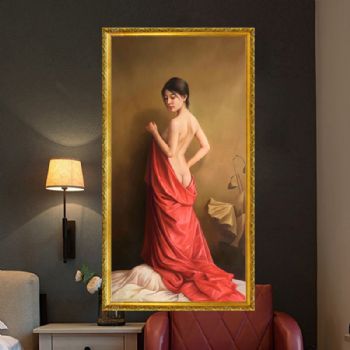 精品人物油画 中式油画 写实油画 实木外框 收藏艺术油画 书房挂画 酒店别墅配画