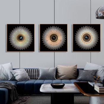 轻奢晶瓷画菩提叶爱马仕装饰画铝合金框现代简约客厅样板房抽象玄关走廊挂画