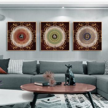 精美艺术吉祥鹿爱马仕高档轻奢晶瓷画装饰画铝合金框现代挂画