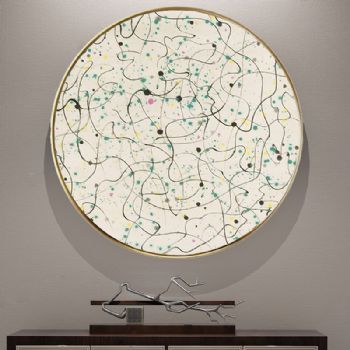 高档轻奢抽象艺术中西结合油画吴冠中作品晶瓷画装饰画走廊挂画