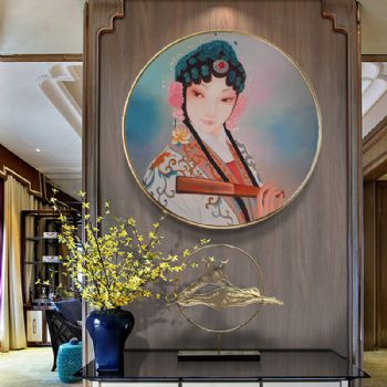 京剧艺术新中式高档晶瓷画装饰画铝合金框客厅样板房玄关挂画