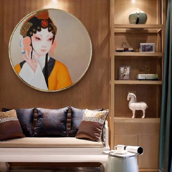 传统艺术画京剧人物形象画艺术高档晶瓷画装饰画铝合金框挂画