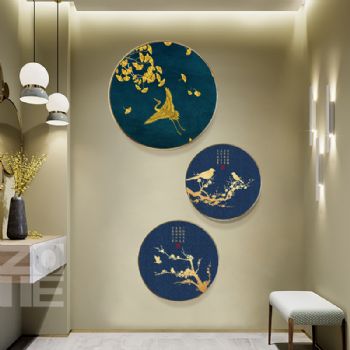 传统古典艺术花鸟画高档晶瓷画装饰画铝合金框客厅样板房挂画