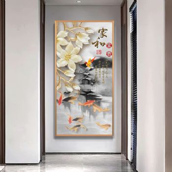 装饰画和气能交天下友家庭和谐万事兴轻奢晶瓷画铝合金框客厅样板房玄关走廊挂画