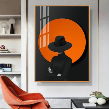 极简美高档美女轻奢晶瓷画艺术装饰画铝合金框挂画