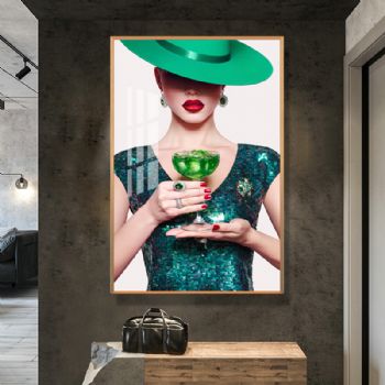 人物装饰画高档轻奢晶瓷画装饰画铝合金框现代简约客厅样板房抽象玄关走廊挂画