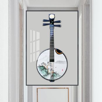 客厅装饰画琵琶复古风乐器挂画新中式沙发背景墙现代简约壁画