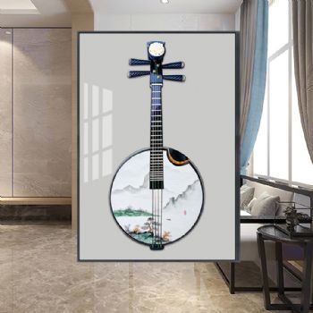 中式传统琵琶挂画艺术高档轻奢晶瓷画适合客厅酒店的画