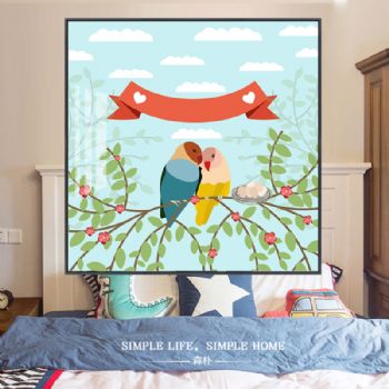 高档轻奢儿童房晶瓷装饰画青青世界铝合金框现代简约挂画