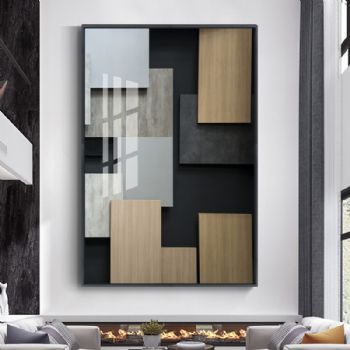 高档适合酒店别墅几何艺术装饰画轻奢晶瓷画现代简约客厅挂画