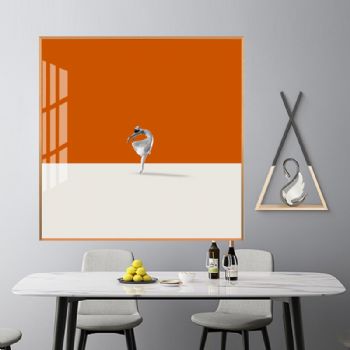 极简艺术高档轻奢晶瓷画装饰画橙色简约客厅样板房抽象玄关走廊挂画