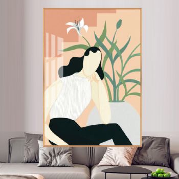 莫兰迪色系高档轻奢晶瓷画装饰画铝合金框现代简约客厅样板房抽象玄关走廊挂画晶瓷画装饰画